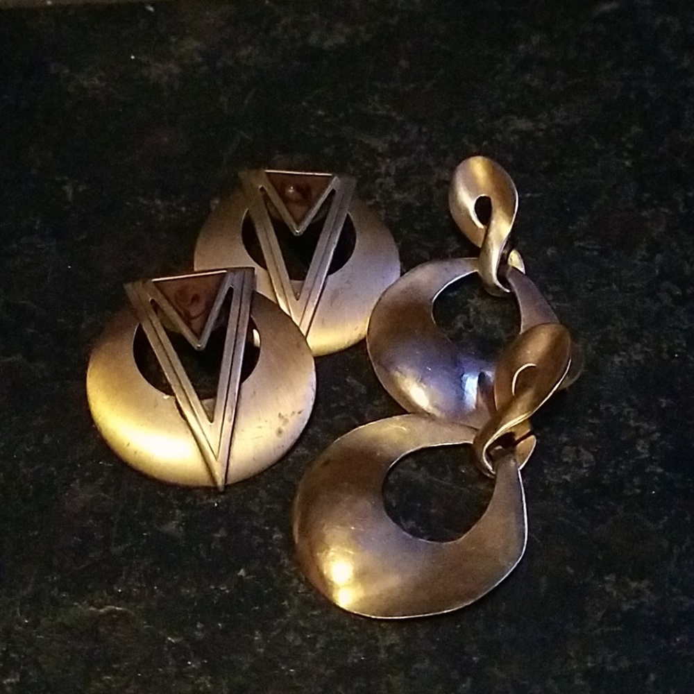 Large gold tone earrings